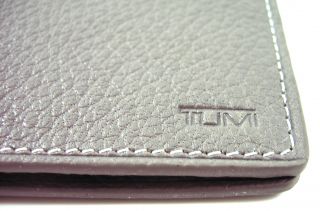 Tumi Mens Corsica Light Grey Leather Double Billfold Traveler Wallet