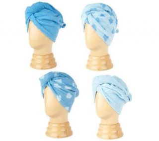 Set of 4 Heart & Solid Turbie Twist Hair Towels —