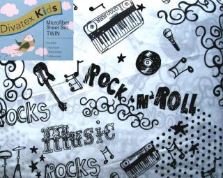 Rock and Roll Guitar Keyboard 4pc Full Size Sheets Bedding Set New