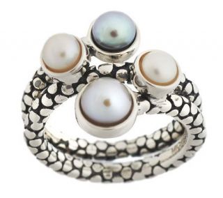 Michael Dawkins Sterling & Cultured Pearl Snakeskin Texture Ring