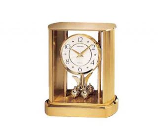 Seiko Goldtone Mantel Clock with Rotating Pendulum —