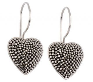Artisan Crafted Sterling Bead Detail Heart Earrings —