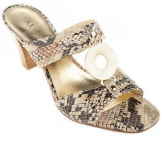 AK Anne Klein Fabric Double Strap Heels with O Ring Detail —