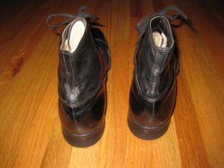 Mens Vintage Connolly Black Cap toe Oxford Lace up Boots w/ Kangaroo
