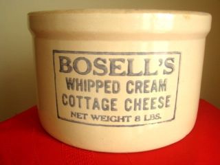  BOSELLS WHIPPED CREAM COTTAGE CHEESE CROCK 9 1/2 BY 5 7/8 EIGHT LB