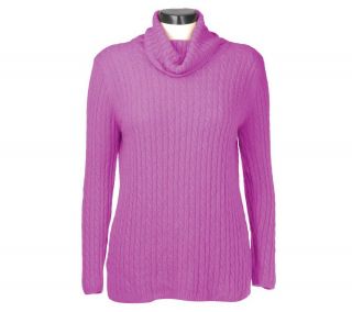 Susan Graver PlushKnit Cable Cowl Neck Sweater —
