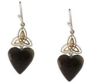 Connemara Marble Sterling Silver 2 Tone Heart Earrings   J156180