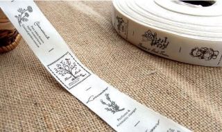 Cotton Ribbon Sewing Label 10 Meter Plants Bear