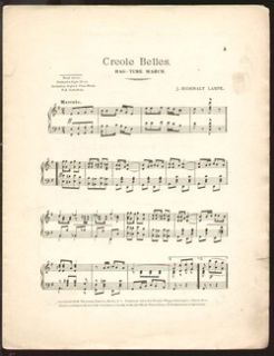 Creole Belles Lampe 1901 Vintage Piano Sheet Music