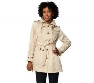 Joan Rivers Water Resistant Military Style Trench Coat —