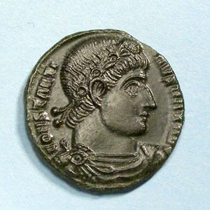 Constantine I AE3 Two Soldiers ASIS Siscia