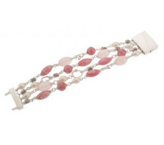 Michael Dawkins Sterling Cultured Pearl & Gemstone 6 1/4 Bracelet