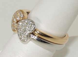 Crivelli 18 KT White Yellow Gold and Diamond Heart Ring