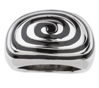 Steel by Design Wide Band Enamel Swirl Ring —