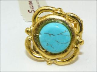  Handcast Turquoise or Pearl Ring Susan Shaw Free US Shipping