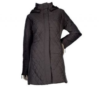 George Simonton Zip Front Quilted Coat with Removable Hood —