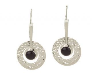 Raful Cano Sterling Hammered Disk & Black Onyx Earrings —