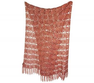 Stan Herman Chenille Open Weave Wrap with Fringe Trim —