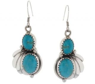 Native American Artisan Crafted Sterling Turquoise Earrings — 
