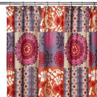 CROSCILL Anthology SONG BIRD Fabric Appliqued Shower Curtain Red
