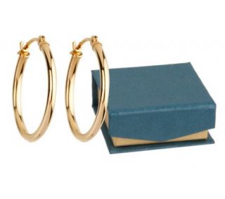 Polished Round Hoop Earrings with Gift Box 14K Gold —