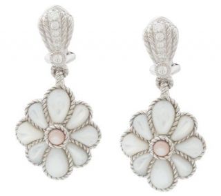 Judith Ripka Sterling Gemstone Inlay Flower Earrings —