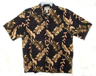 Men Cooke Street Hawaiian Aloha Shirt Tropical Leaves L