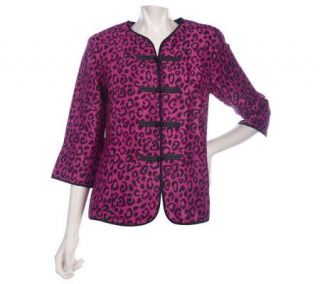 Bob Mackies Cheetah Printed Silk Dupioni Shirt Jacket —