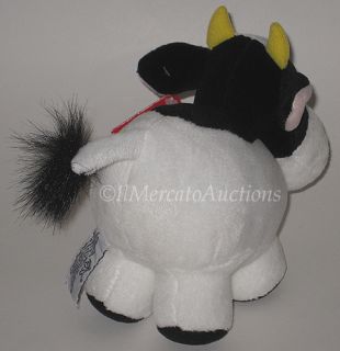 New Black White Russ Cow 8 Plush Plump Boys Stuffed Animal Cuddle Toy
