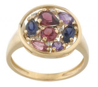 Round Multi Gemstone Ring 14K Gold —