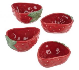 Set of 4 Strawberry Ceramic Bowls by Valerie —