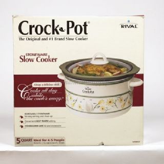 Rival SCR500 GF Round Crock Pot Slow Cooker 5qt 3 Setting New Auth
