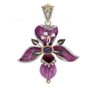 Barbara Bixby Sterling/18K Gemstone & Cultured Pearl Orchid Enhancer 
