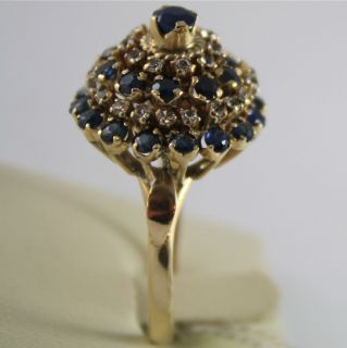 Solid 18K Yellow Gold Crown Ring with Zirconia and Blue Sapphire Made
