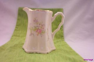 Crooksville Creamer Small 1930s Pitcher USA Pottery Pink Flowers Gold