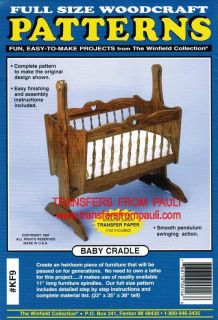  Winfield Collection full size woodcraft pattern #KF9   Baby Cradle
