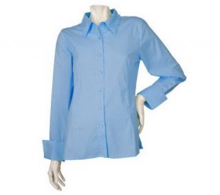Denim & Co. Stretch Wrinkle Resistant Shirt w/ French Cuffs — 