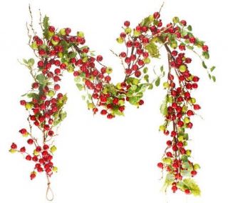 Red & Green Berry Garland with Glitter Twigs by Valerie —