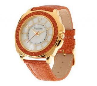 Joan Rivers Leather Bezel Watch with Mother of Pearl Dial   J266863
