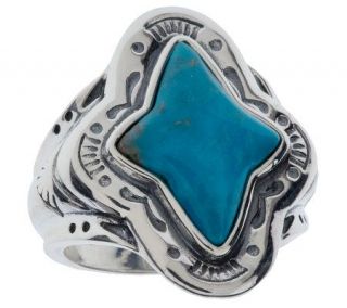 Southwestern Sterling Turquoise Star Ring —