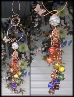  Glass Suncatcher Copper Garden Art Decor Handmade Gypsy Bells
