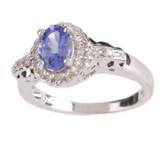 Sterling 0.75 ct Oval Tanzanite and Diamond Accent Ring   J155897