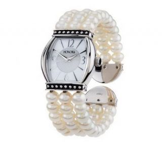 Honora Cultured Rondel Pearl Cuff Watch w/ Mother of Pearl Dial