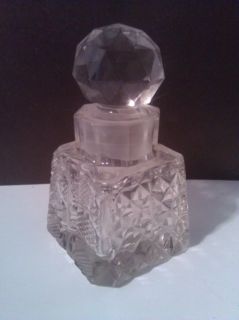 Glass Crystal Vintage Antique Perfume Parfum Cologne Bottle Cut Glass