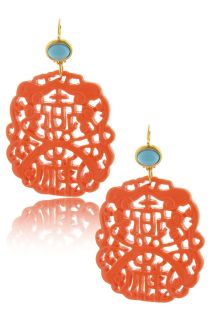   Lane Couture Coral Carved Chandelier Earrings NWT seen in W magazine