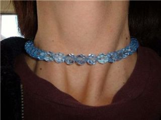 Vtg Ice Blue Austrian Crystal Bead Choker Necklace Mint