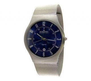 Skagen Mens Stainless Steel Bracelet Watch with Blue Dial   J104089