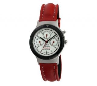 Gino Franco Mens Multifunction Red Leather Strap Watch   J107107