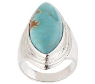 As Is #8 Turquoise Sterling Marquise Shape Ring   J275915