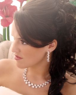 glamourous couture cubic zirconia necklace earrings set